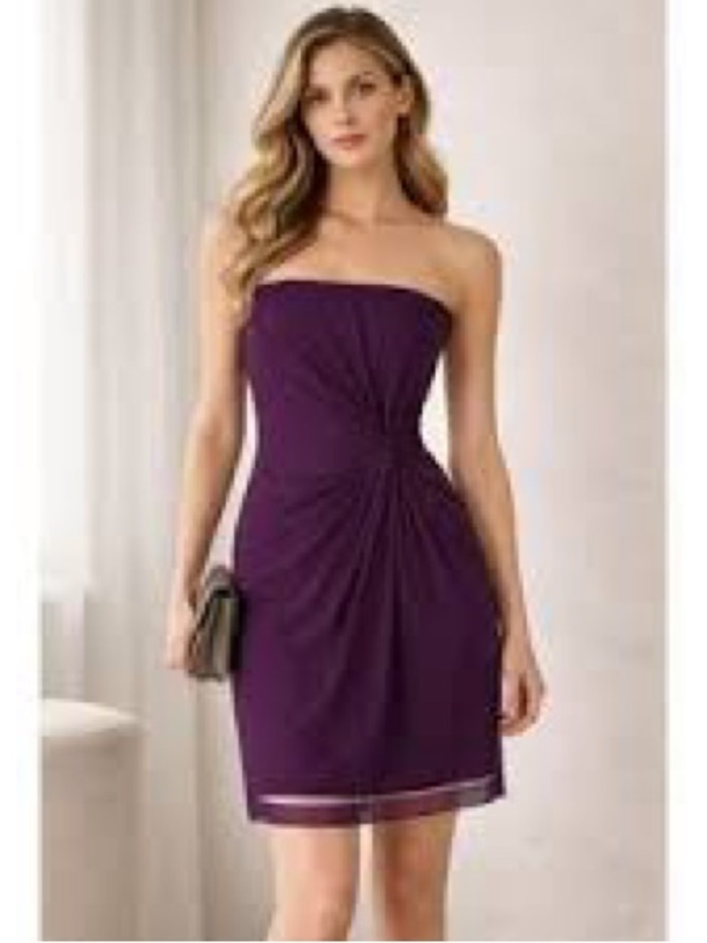 Club Monaco Silk Strapless Plum Cocktail Ruched Dress Sz 4